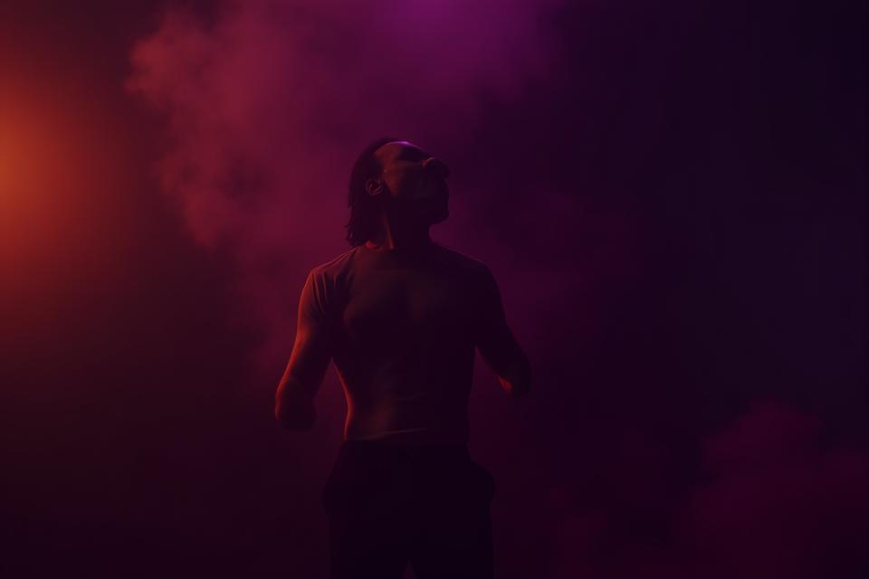 Photorealistic digital poster with cinematic lighting for music event