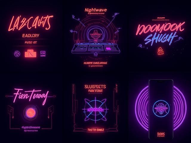 Stylish social media kit visuals with dark themes and neon accents for Nightwave